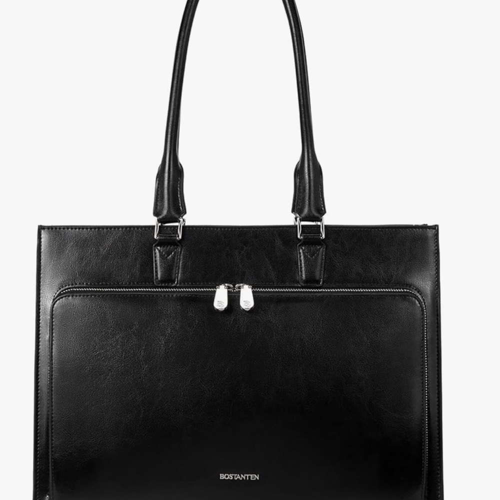 Bostanten Black Leather Tote Bag